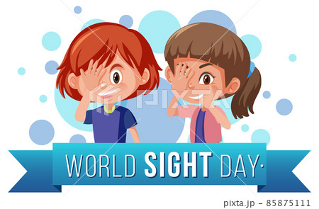 World Sight Day word logo with two girls cartoon characters 85875111