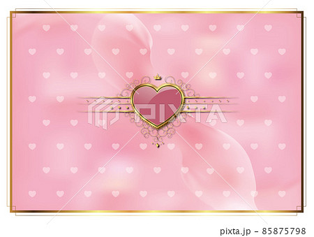 パステルカラーのピンクとエンブレム風ハートのイラスト素材