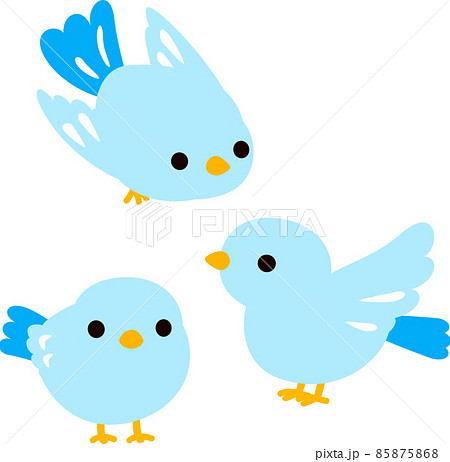 水色の小鳥のイラストセット 85875868