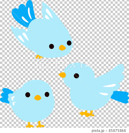 水色の小鳥のイラストセット 85875868