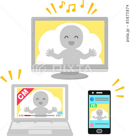 CM、広告を映しているテレビやスマートフォン 85875874