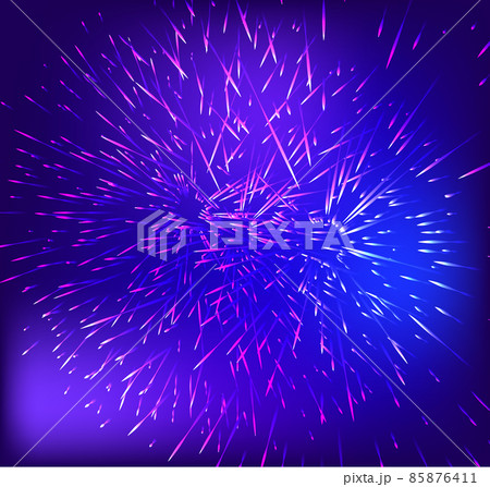 Festive patterned fireworks, bursting in various forms, sparkling pictograms Abstract. New Year and birthdays. 85876411
