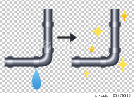 配水管のイラスト　水漏れ修理ビフォーアフター　リアル 85876516