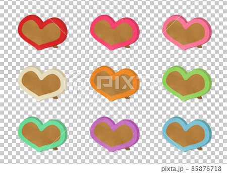 かわいいハートの写真立てイラストセットのイラスト素材