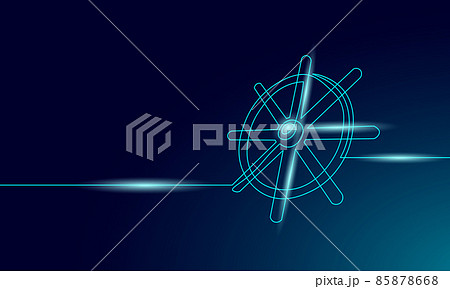 Wheel helm computer developer app concept. Business digital open source program. Data coding steering 3D low polygonal vector line illustration 85878668