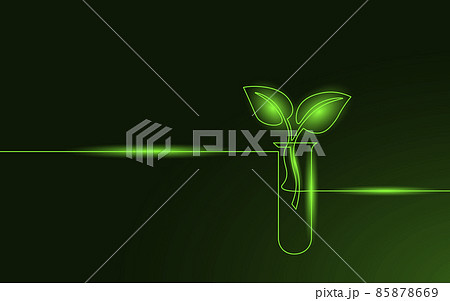 Single continuous line art plant nature science. Eco natural farm organic extract concept. GMO design one sketch outline drawing vector illustration 85878669