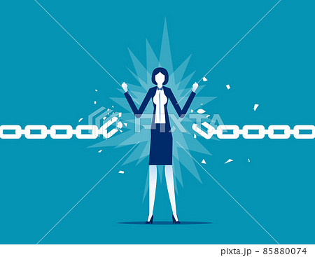 Abstract breaking chains metaphor symbol. Break free concept Abstract breaking chains metaphor symbol. Break free concept 85880074