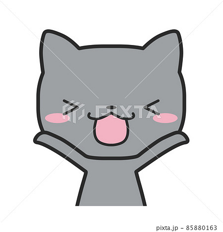 喜んでいる上半身のクロネコさんのイラスト素材