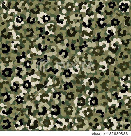 Camouflage pattern background. Classic clothing style masking camo repeat print 85880388