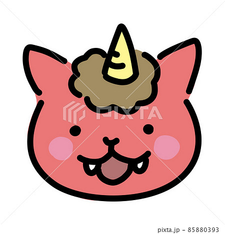 Setsubun The Face Of A Red Demon Cat Stock Illustration