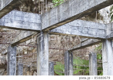 Old abandoned building reinforced concrete structures Old abandoned building reinforced concrete structures 85880679