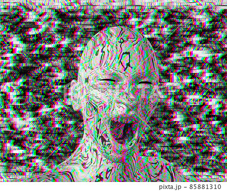 Angry man screaming, glitch style effect bacground, 3d rendered Angry man screaming, glitch style effect bacground, 3d rendered 85881310
