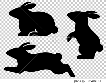 ウサギのシルエットセットのイラスト素材