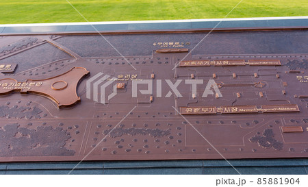 Table layout of the Victorious Fatherland Liberation War Museum in Pyongyang, North Korea Table layout of the Victorious Fatherland Liberation War Museum in Pyongyang, North Korea 85881904