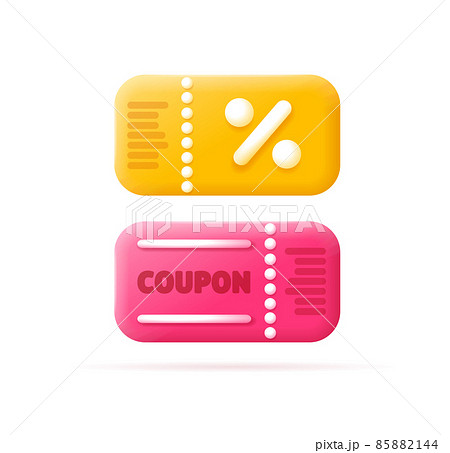 3d Different Cupons Set Plasticine Cartoon Style. Vector 85882144