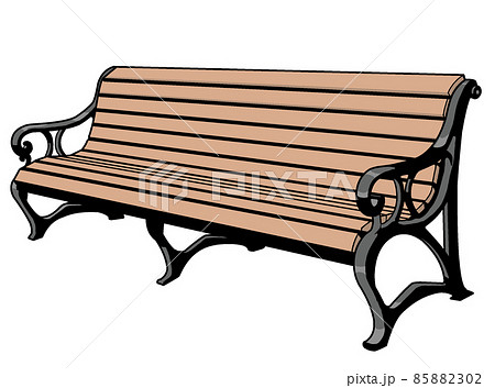 公園のベンチ 長イスのイラスト 待ち合わせ 休憩 座る のイラスト素材 8502