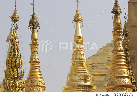 Buddhist temple complex Shwedagon is a historical symbol of Buddhism, Myanmar 85882676