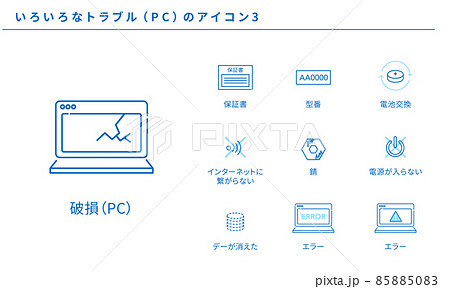 いろいろなトラブル（PC）のアイコン3、ベクター素材 85885083