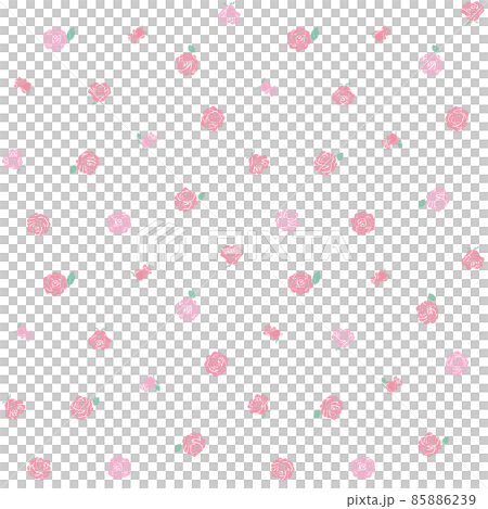 バラの花のエンドレスパターン(透明背景ピンク) バラの花のエンドレスパターン(透明背景ピンク) 85886239