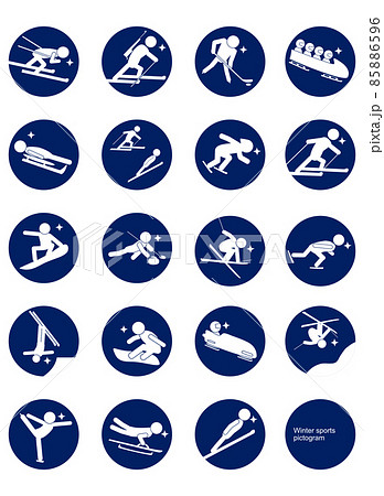 Winter sports pictogram Blue cycle frame 85886596