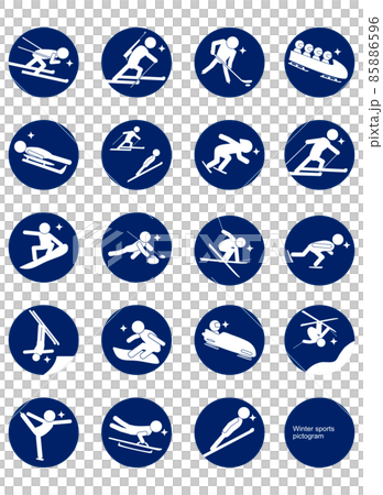 Winter sports pictogram Blue cycle frame 85886596