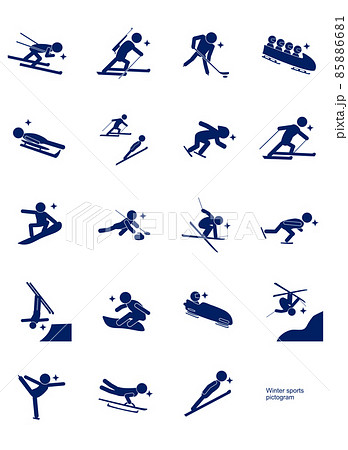 Winter sports pictogram Blue no frame 85886681