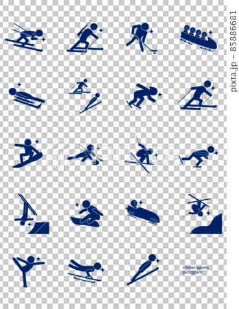 Winter sports pictogram Blue no frame 85886681