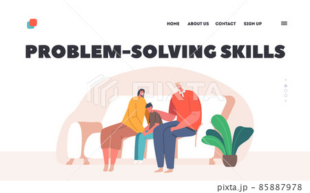 Problem Solving Skills Landing Page Template. Parents Support their Child, Father and Mother Comforting Upset Kid Problem Solving Skills Landing Page Template. Parents Support their Child, Father and Mother Comforting Upset Kid 85887978