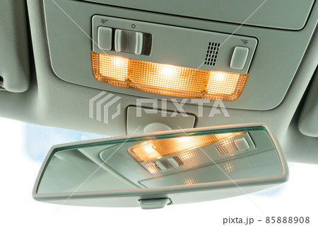 Rear view mirror with light in the car. Rear view mirror with light in the car. 85888908