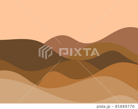 Mountain landscape view, minimalistic flat style. Wavy landscape with boho style. Design for posters, banners, book covers and interior design. Modern mid-century decor. Vector illustration Mountain landscape view, minimalistic flat style. Wavy landscape with boho style. Design for posters, banners, book covers and interior design. Modern mid-century decor. Vector illustration 85889770