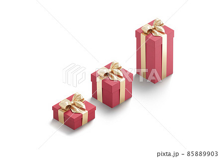 Blank red gift box with gold ribbon mockup, different size Blank red gift box with gold ribbon mockup, different size 85889903