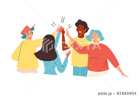 People celebrate success or friendship, flat vector illustration isolated on white background. People celebrate success or friendship, flat vector illustration isolated on white background. 85889904
