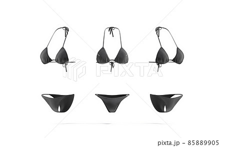Blank black woman bikini mock up, front and side view Blank black woman bikini mock up, front and side view 85889905