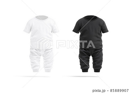 Blank black and white baby suit mockup, front view Blank black and white baby suit mockup, front view 85889907