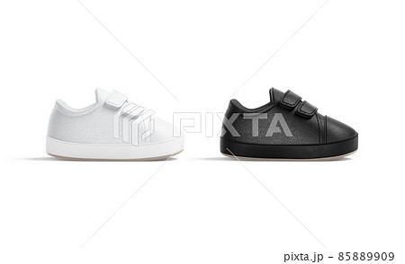 Blank black and white baby shoes mockup, profile view Blank black and white baby shoes mockup, profile view 85889909