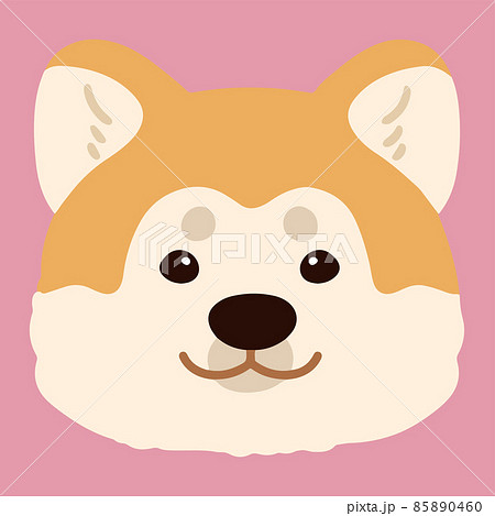 シンプルで可愛い秋田犬の顔のイラスト 主線なしのイラスト素材
