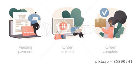 E-commerce purchase processing abstract concept vector illustrations. 85890541