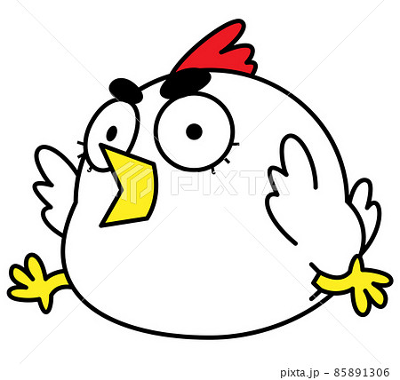 にわとり ニワトリ 鶏 かわいい 正面 インパクト イラスト素材の