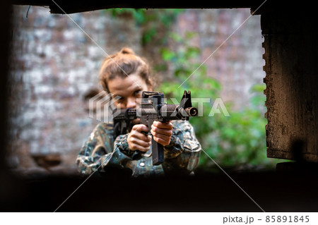 soldier training while playing paintball in the fortress soldier training while playing paintball in the fortress 85891845