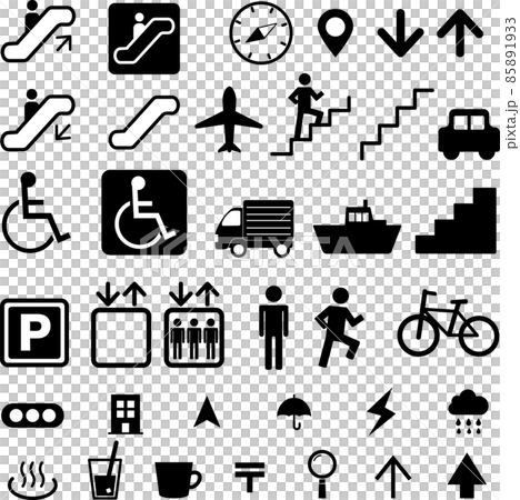 移動手段・乗り物のピクトグラムイラストセット 85891933