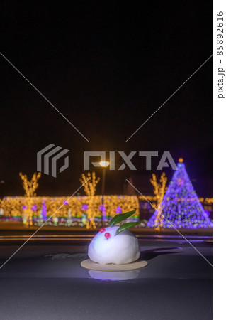 イルミネーションと雪うさぎ 85892616