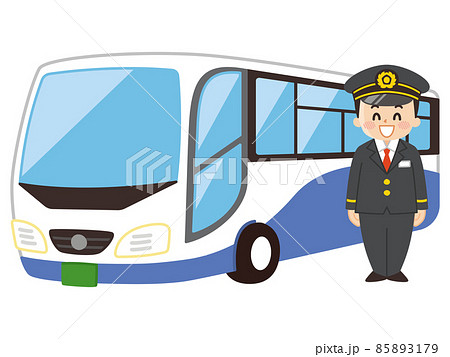 運転士の男性と大型バス　公共交通機関 85893179