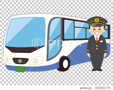 運転士の男性と大型バス　公共交通機関 85893179