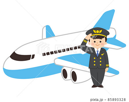 パイロットの男性と飛行機　航空機　ジェット機 85893328