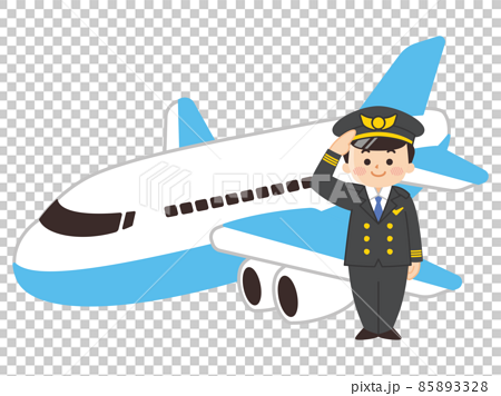パイロットの男性と飛行機　航空機　ジェット機 85893328