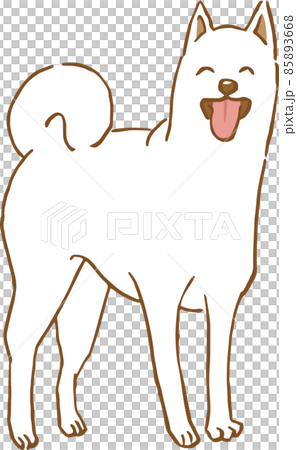 白い犬が笑っているイメージイラスト（手描き） 85893668