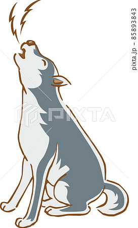遠吠えをしているオオカミのイメージイラスト 85893843