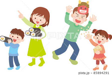 節分の日の4人家族 節分の日の4人家族 85894291