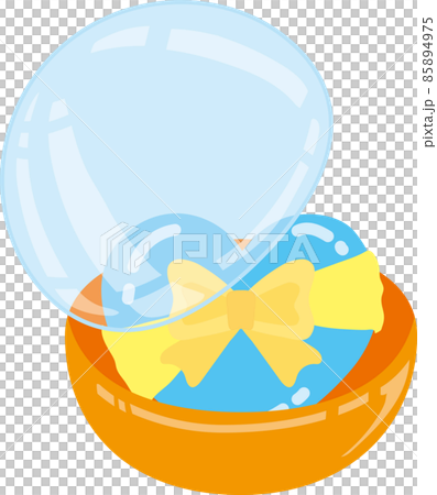 Gachapon 膠囊中帶黃色絲帶的淺藍色心 _ 膠囊半開 Gachapon 膠囊中帶黃色絲帶的淺藍色心 _ 膠囊半開 85894975