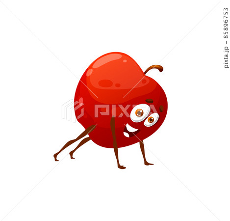 Cartoon apple doing fitness exercises isolated happy cartoon character on sport workout. Vector summer fruit hobby sport activity, healthy apple do floor push ups, active way of life, fitness push-ups 85896753